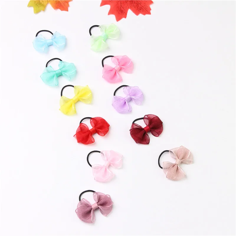 

Baby hair tie rubber band small scrunchie baby hair amount less chiffon bow hair rope rubber band children's hair accessories