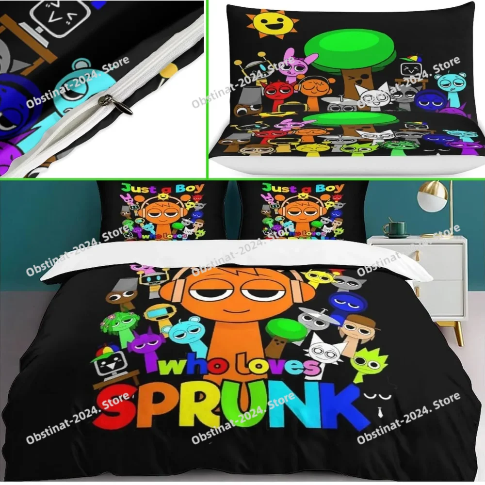 Комплект постельного белья Sprunki с 3D принтом аниме-игра приятный для кожи подходит