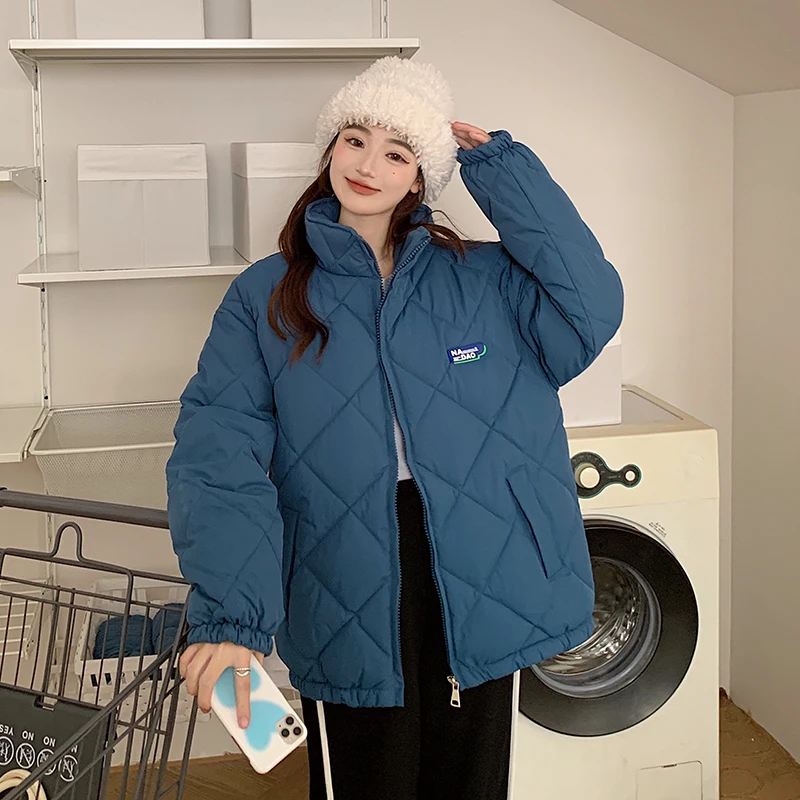 Chic Cotton Padded Women Parkas 2022 Winter Warm Loose Solid Thicken Down Jacket Female Coats Ladies Zippers Korea White Outwear