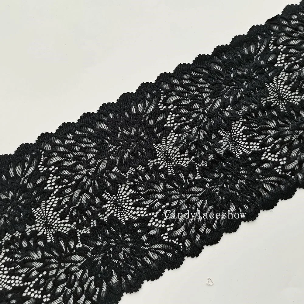 Эластичная эластичная кружевная бейка с цветочным принтом черная для