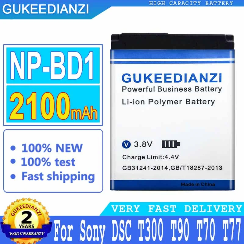 

2100mAh Battery For Sony Cyber-shot DSC-G3 DSC-T2 DSC-T70 DSC-T75 DSC-T77 DSC-T90 DSC-T200 DSC-T300 DSC-T500 Camera Bateria