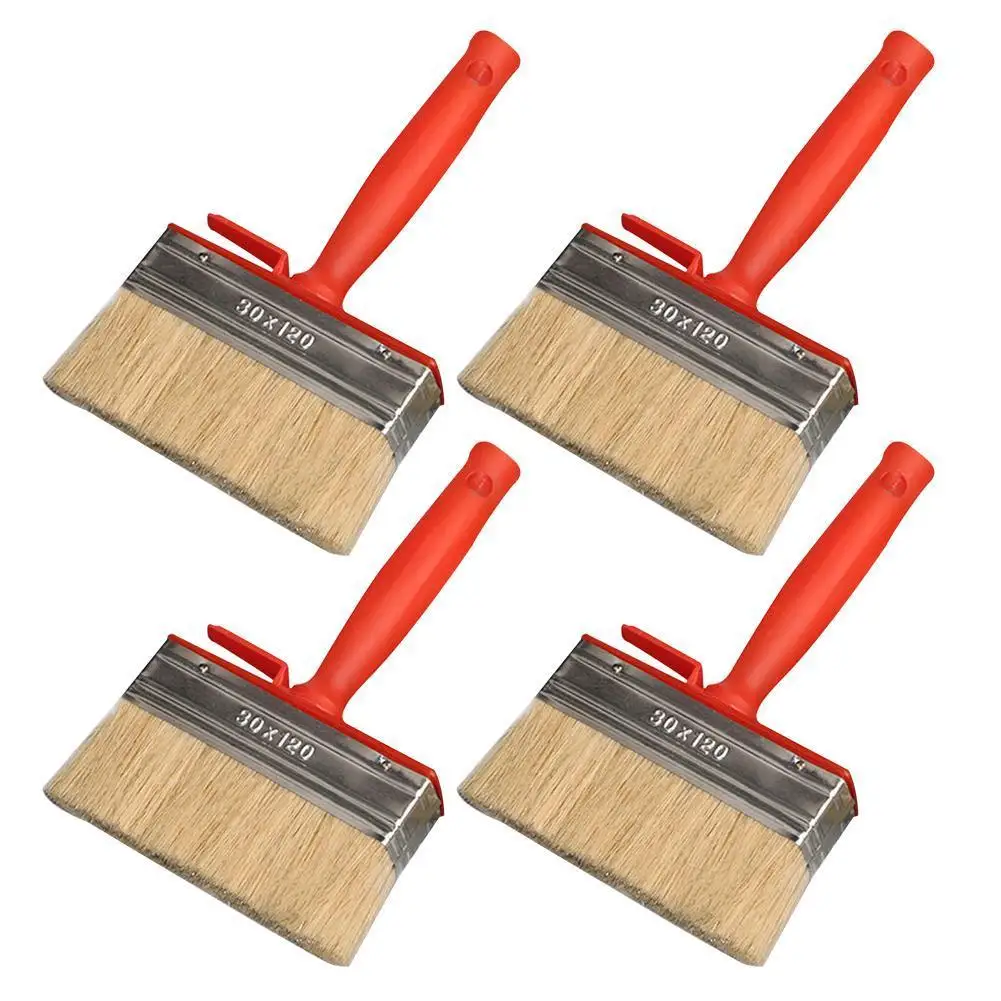 

4PC Plastic Handle Paint Brush for Wall Decoration Art Student Oil Painting Graffiti Car Cleaning Flocking Brush