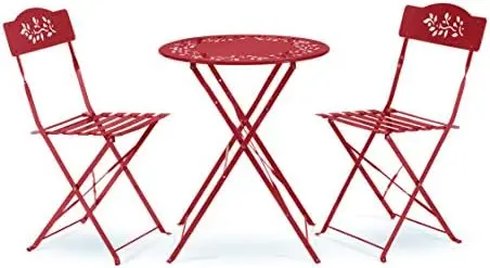 

Bistro Set, Table 24" L x 24" W x 28" H Chair 17" L 18" W x 33" H, Red