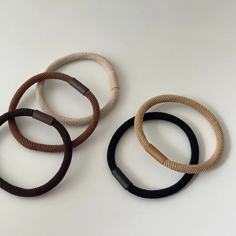

Korean Ponytail Holder Hair Ropes Headwear Brown Twill Rubber Elastic Hair Bands Women Simple Headdress Hair Accessories