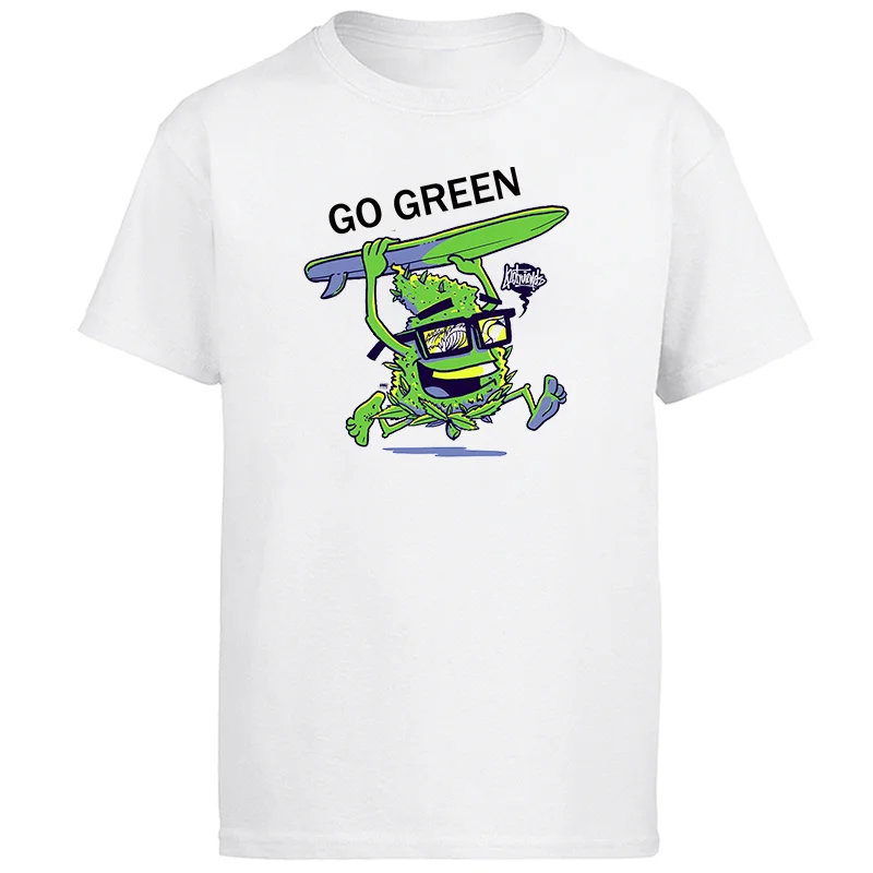 

Surfing Weed Cartoon Mascot Print Oversized Tops Tee shirts Graphic t shirts Harajuku Summer Men's clothing