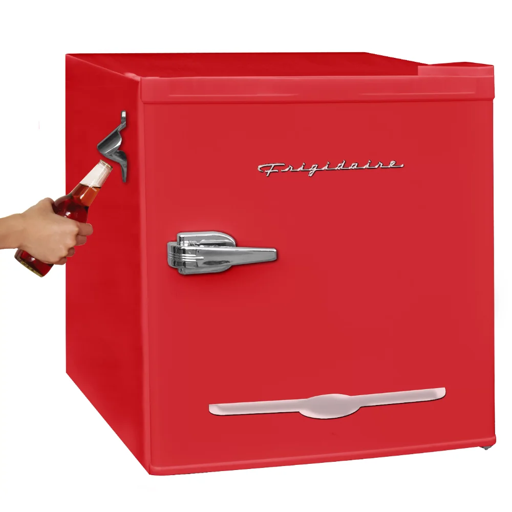 

Red Retro Mini Fridge with Side Bottle Opener 1.6 Cu Ft. Compact Refrigerator EFR176 for Office or Home Use