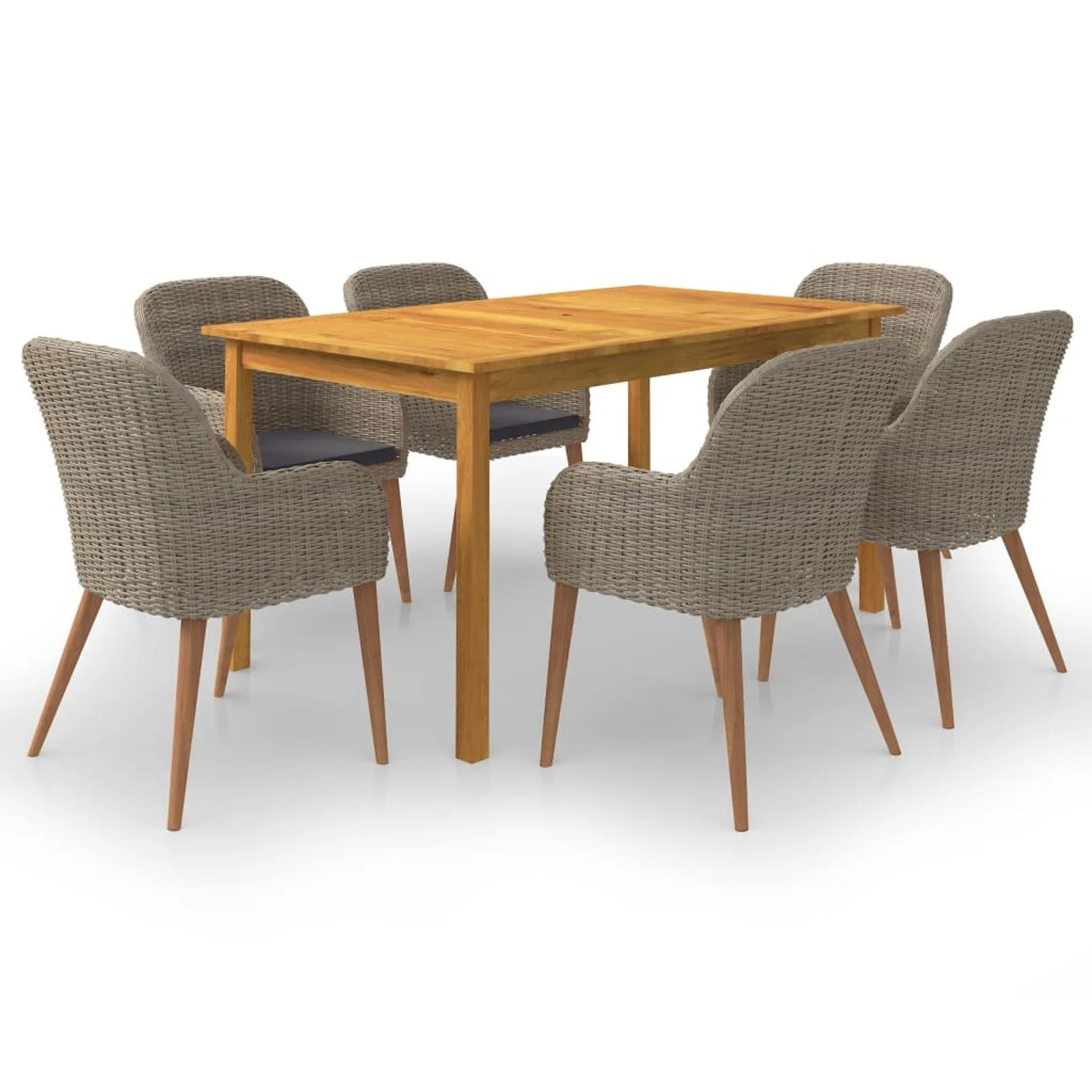 

7 Piece Patio Dining Set Brown