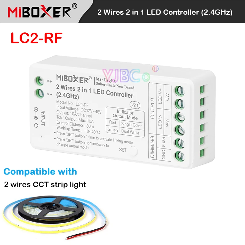 Miboxer 2.4G Dual white 2 in 1 LED Strip Controller COB Single color Lights tape dimmer for 12V 24V 2 Wires CCT COB led Strips