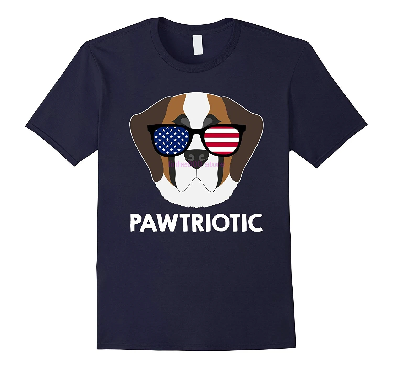 

Брендовая мужская Футболка GILDAN, Pawtriotic, Сен Бернар, США, флаг с очками, футболка