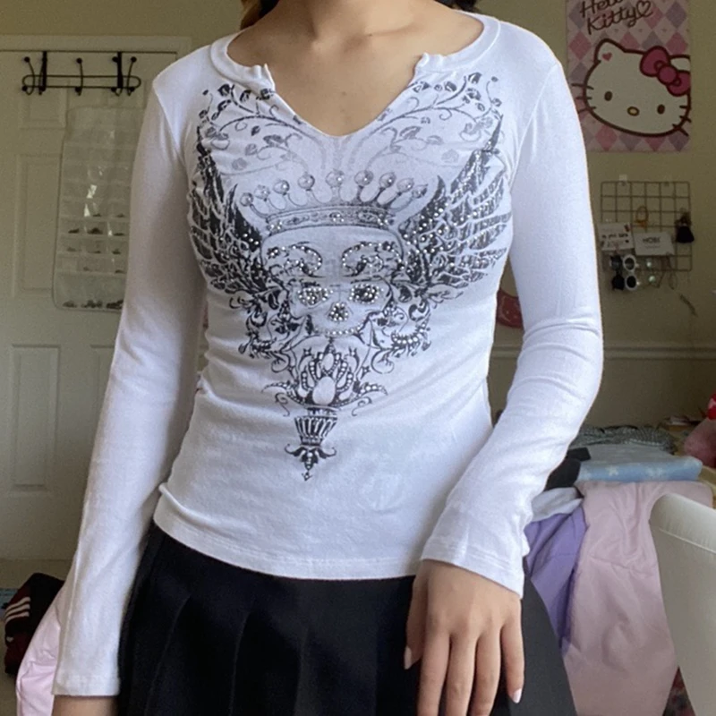 Rhinestone shirt y2k Clearance