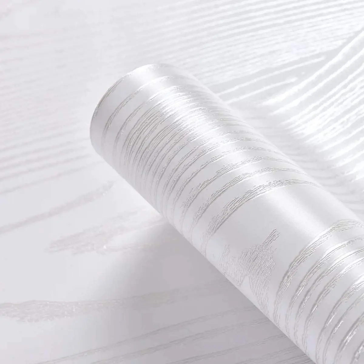 

Silver White Wood Paper Vinyl Wallpaper Peel and Stick Self Adhesive Paper for Decorative Cabinet Paper Furniture Stickers