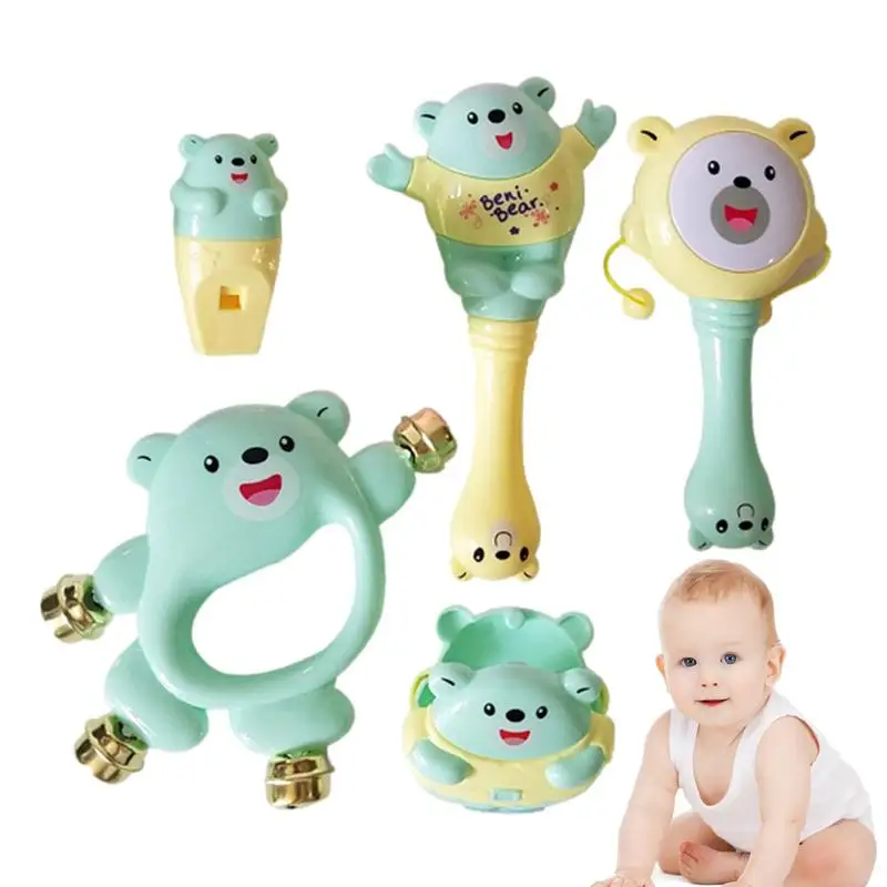 

Kids Rattle Toys 5pcs Shake Grab Hand Rattle Sensory Safe Colorful Rattle Hand Development Toy Set For Christmas Children's Day