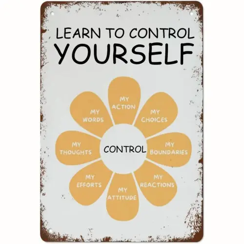 Учитесь управлять себя Ретро металлический знак для домашнего декора стен 12x8