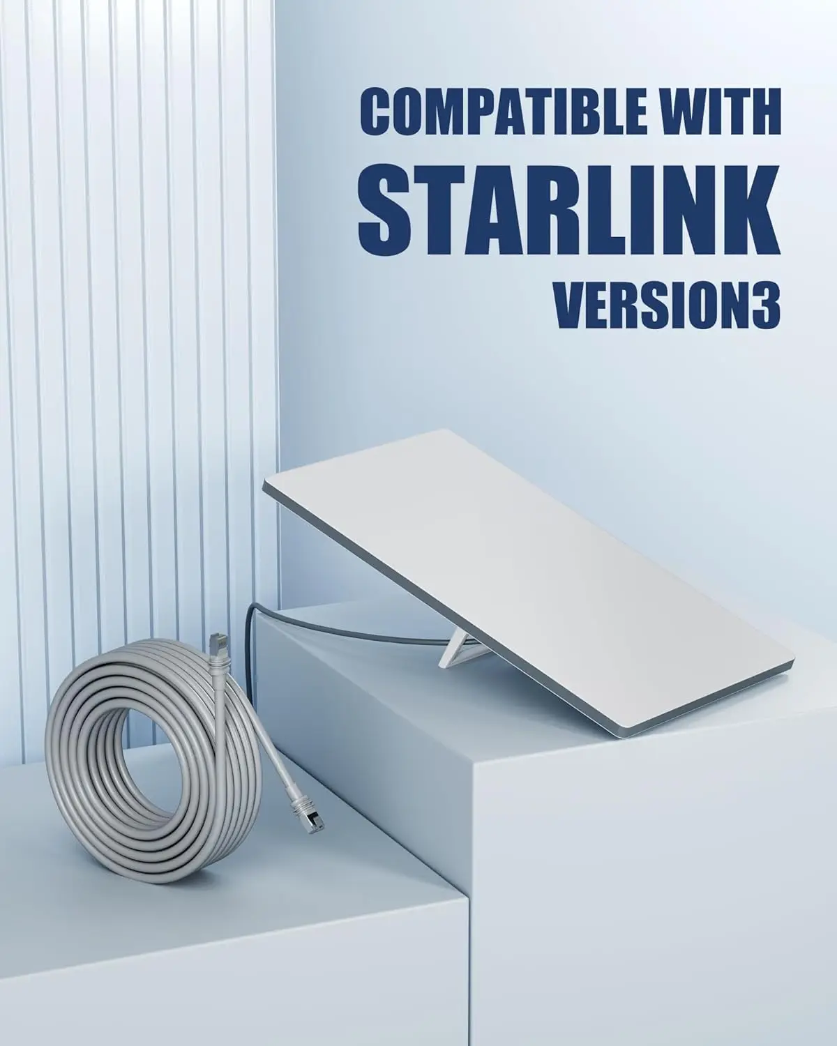 Фото Сменный кабель Starlink Gen 3, совместимый кабель Ethernet Starlink для прямоугольного Satellite Gen3, водонепроницаемый, серый №5