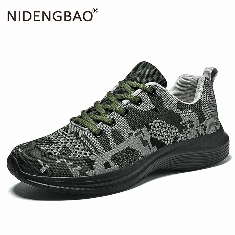 Quality Sneakers Men Breathable Camouflage Shoes Green Jogging Hiking Shoes Outdoor Lightweight Military Training Footwear Man
