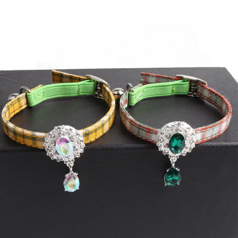 New arrival pet collar alloy diamond buckle Water Drop Pendant cat British elastic band |