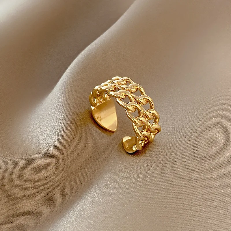 

Korean version twist mesh hollow woven open ring female personality fashion retro ring trend party jewelry