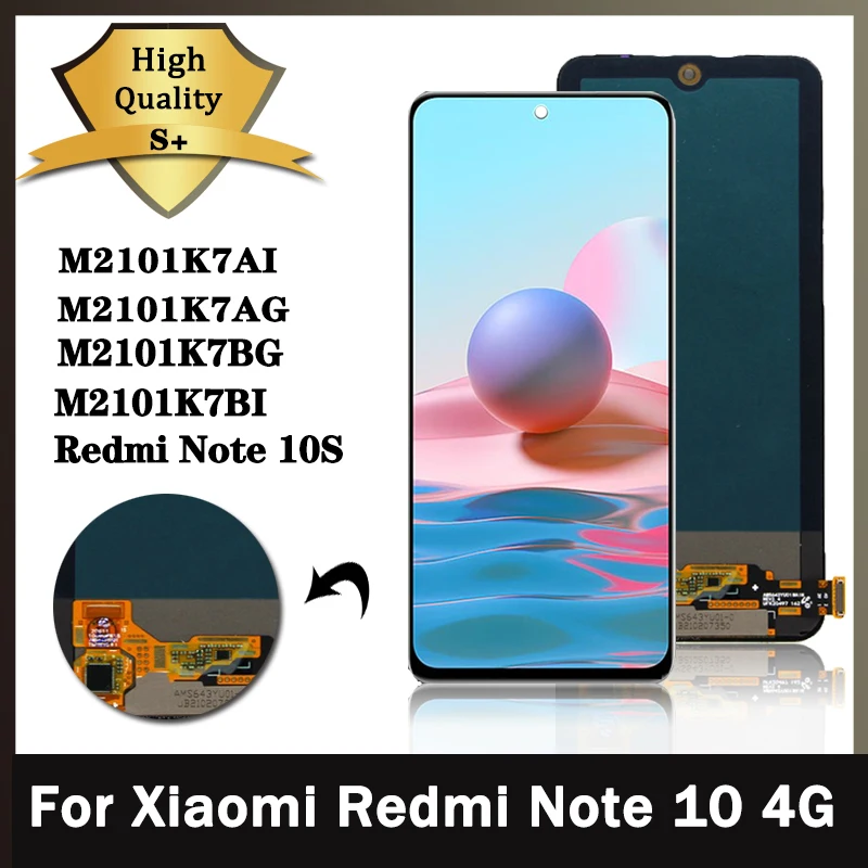 ЖК-дисплей Super AMOLED для Xiaomi Redmi Note 10 M2101K7AI M2101K7AG, сенсорная панель, дигитайзер экрана для Redmi Note 10S Note10S