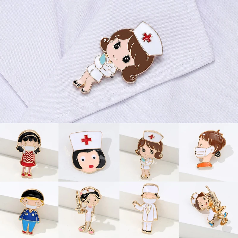 

Nurse Cute Medical Brooches Stethoscope Enamel Colorful Heartbeat Shape Jewelry Hospital Doctor
