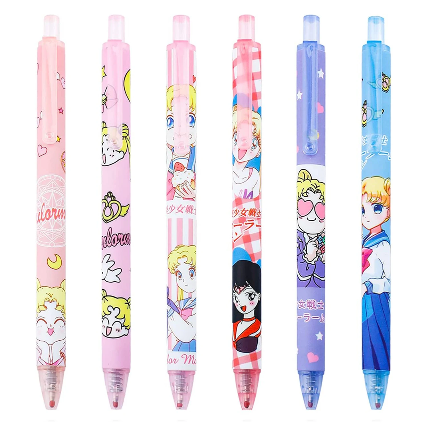 

6Pcs Anime Sailor Moon Kawaii Gel Pen Cartoon Cute 0.5Mm Black Ink Ballpoint Pens School Office Writing Stationery Supplies Gift