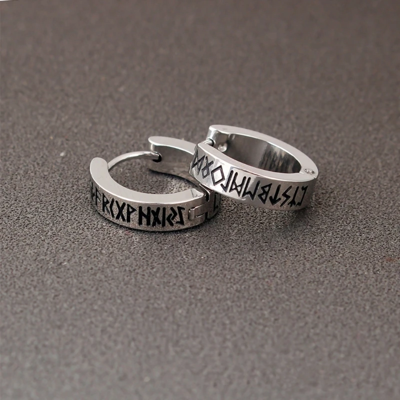 Серьги-обручи с узором Вике Стильные серьги-кольца гравировкой Уникальный зажим