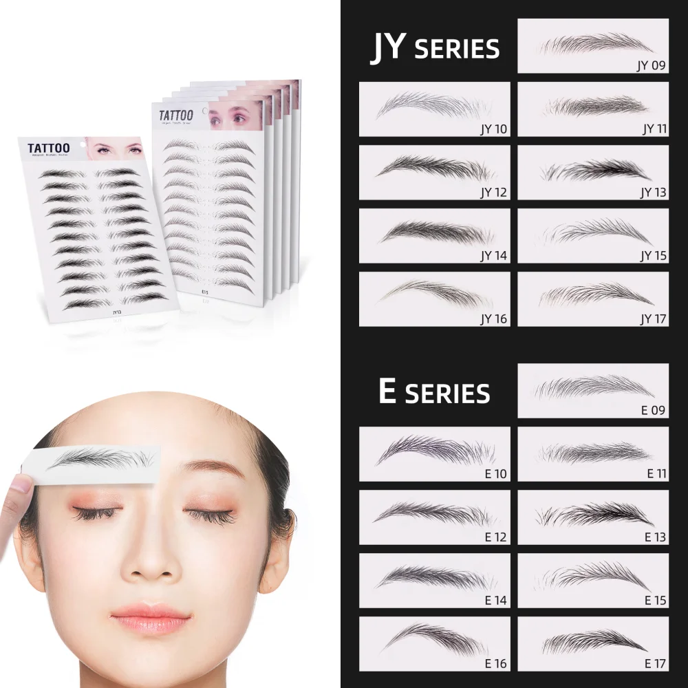 

11pairs 6D Eyebrow Tattoos Stickers Waterproof Eyebrow Stickers Water Transfers Hair Like Eyebrows Stickers for Brow Grooming