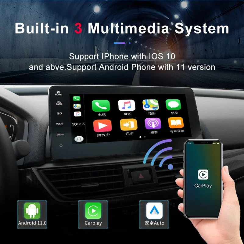 Фото Беспроводная 4 + 64G Ai Box из углеродного волокна Qual-comm 8-ядерный USB-телевизор CarPlay для США, Канады, Android 11, 4G LTE, гарантия 1 год — для Youtube №3