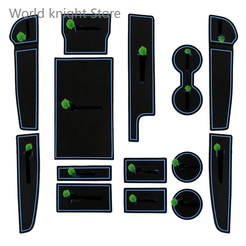 

14pcs Car Non Slip Interior Door Pad Cup Holders Mats Gate Slot Pad For Tesla Model 3 Accessories
