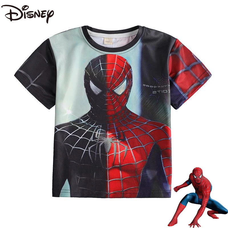 

Disney Spider Man Print T-Shirt Boys' Summer Polyester Short Sleeve Top Fashion Cool Outdoor Casual Wear Thin Breathable