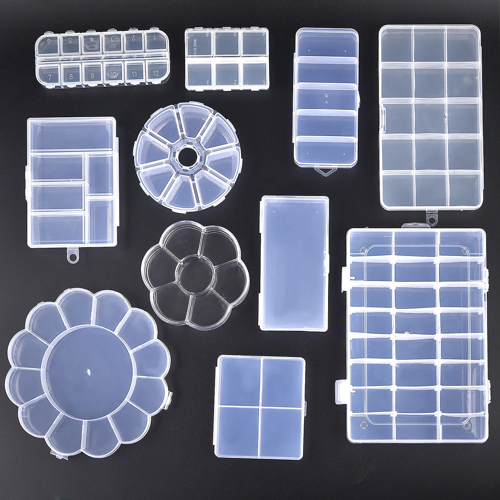 

Контейнер для сережек и бусин, прозрачная пластиковая шкатулка для хранения ювелирных изделий, регулируемая прямоугольная шкатулка для юв...