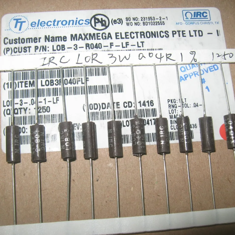 50pcs/lot original American IRC resistor LOB-3 0.04R 1% 3W non-inductive current detection resistor free shipping