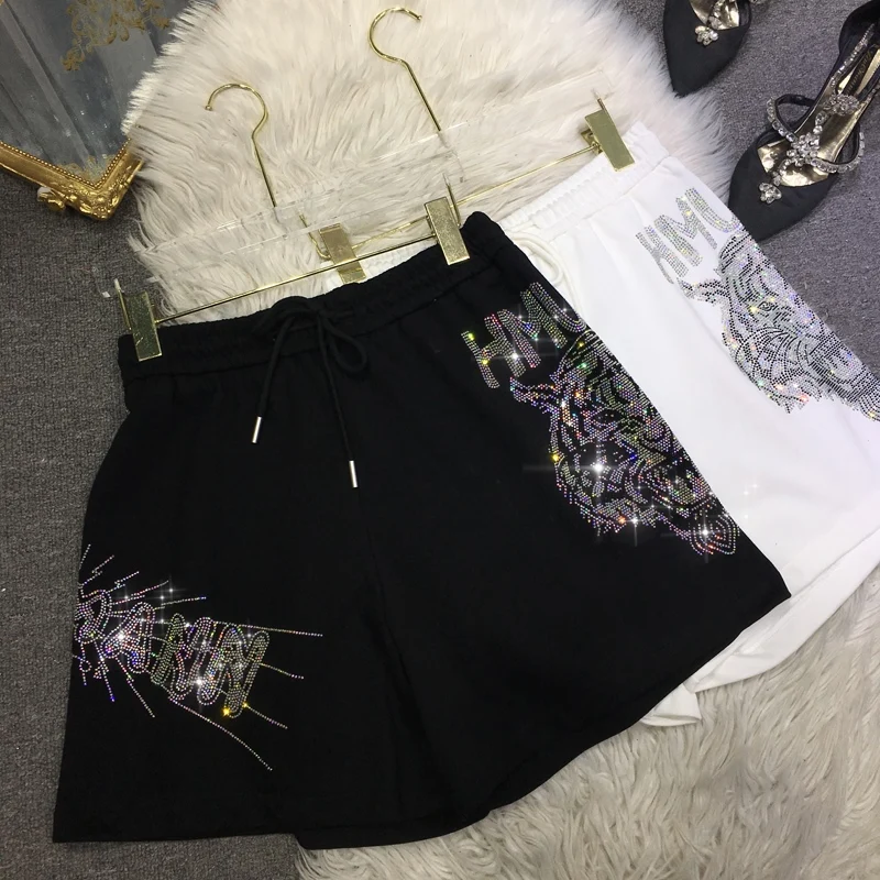 

Four Seasons Cotton Hot Pants High-end All-match Loose Women Wide Leg Shorts Summer Elastic High Waist Trendy Hot Drill Shorts