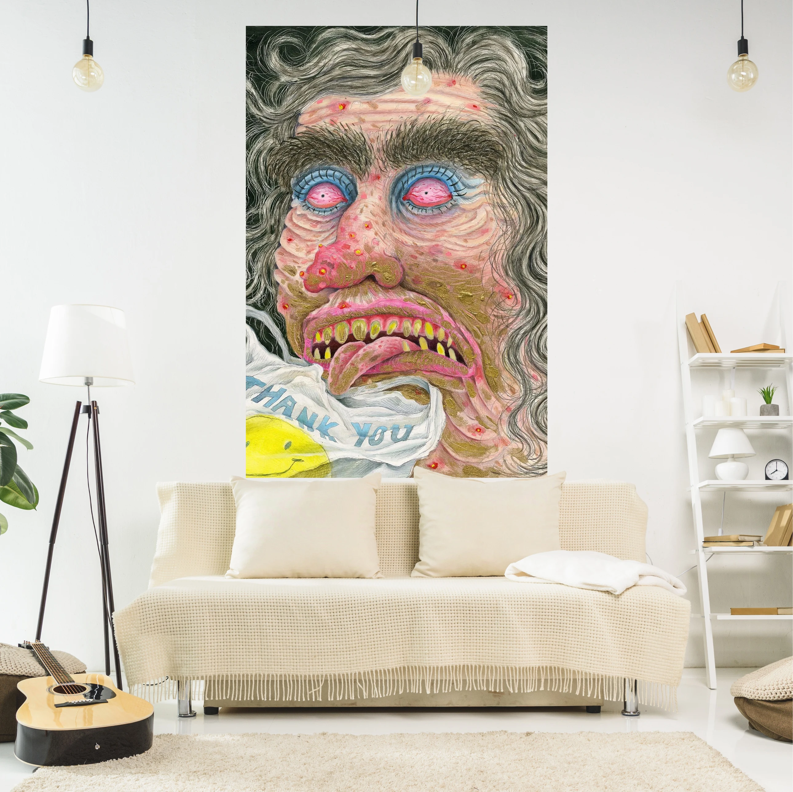 

XxDeco Anime Tapestry Hand Drawn Funny Ugly Painting Printed Wall Hanging Art Aesthetics Carpets Bedroom Or Home For Decoration