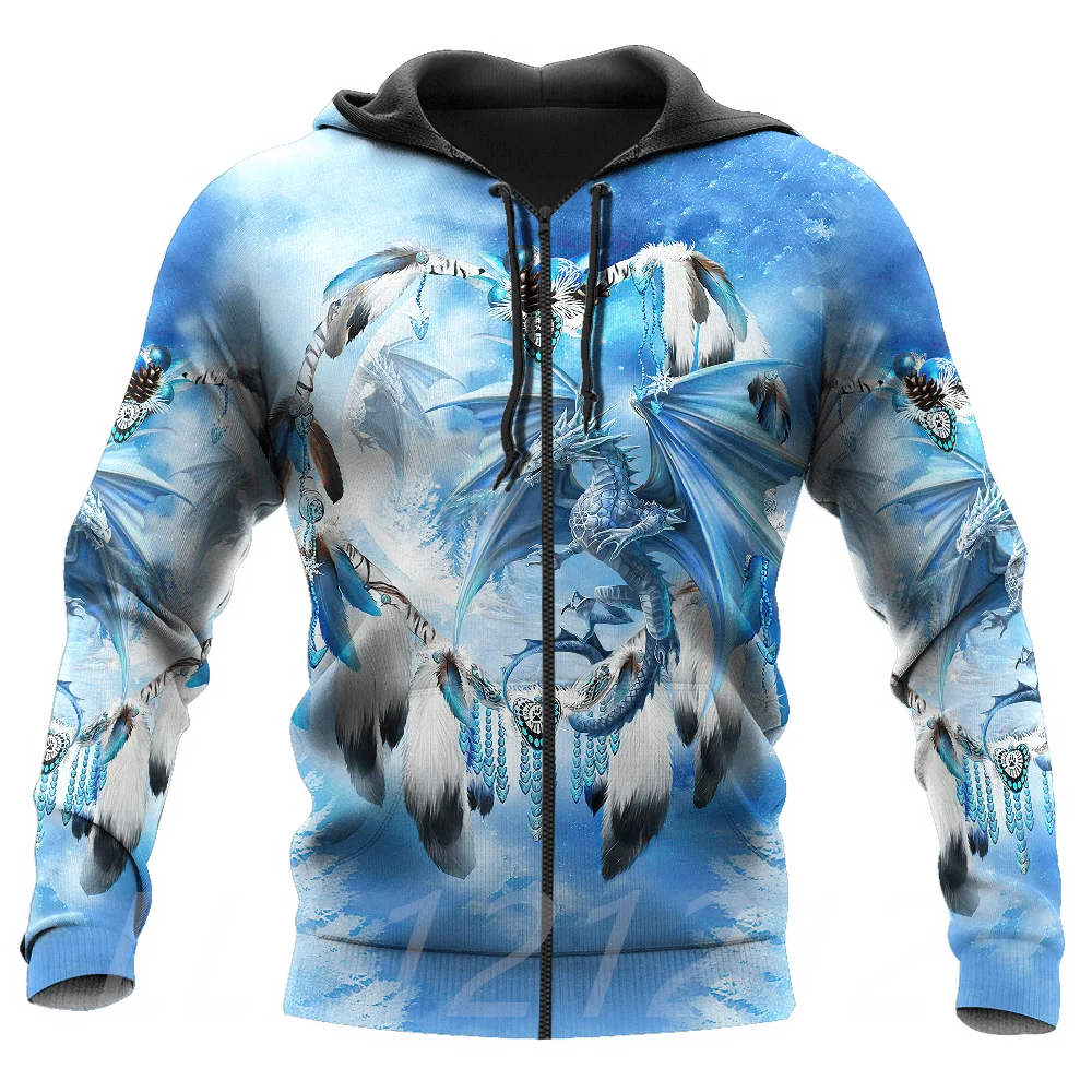 

Men's zipper hoodie 3D printing dragon element fashion sweater personality street home casual sports shirt oversized jacket 002