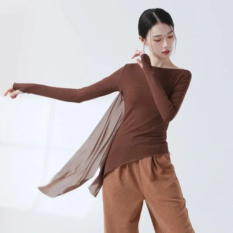 Одежда для классических танцев тюлевая одежда с рукавами на палец и боковым