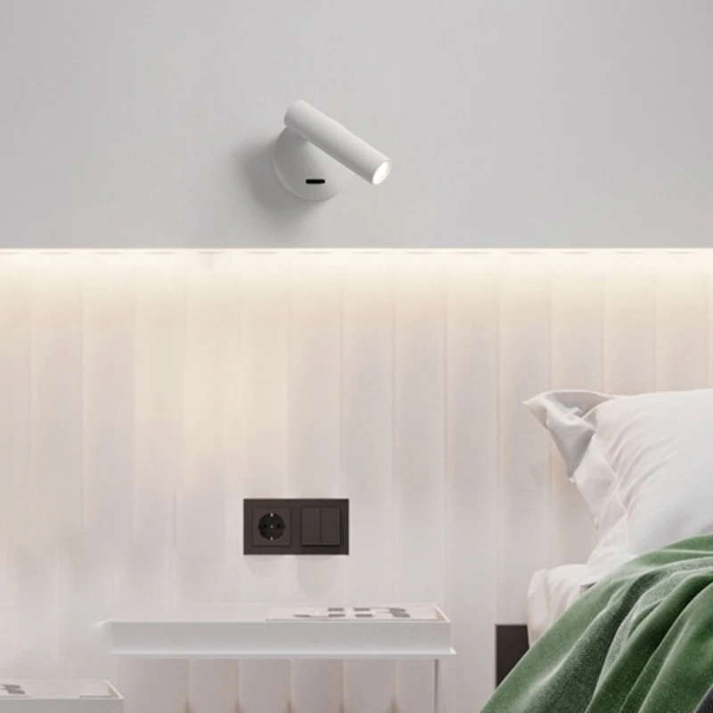 Современная простая белая черная золотая металлическая настенная лампа для