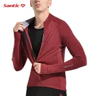 Мужская трикотажная спортивная одежда Santic, зимняя теплая флисовая куртка с длинным рукавом, пальто для горного и шоссейного велосипеда, спортивная одежда азиатского размера