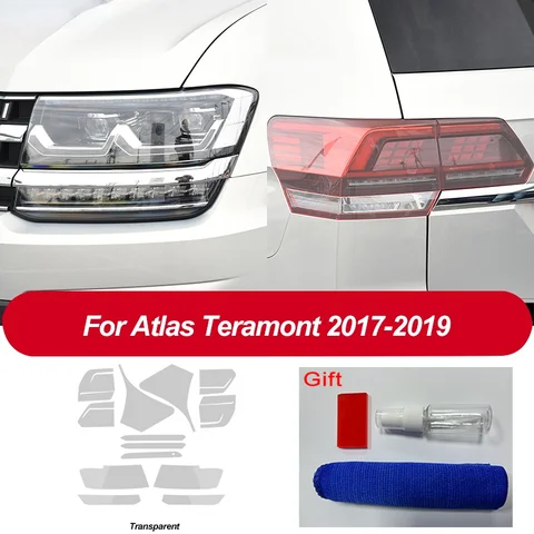 Защитная пленка для автомобильных фар, Прозрачная черная наклейка из ТПУ для фар Volkswagen VW Atlas Teramont 2017 2018 2019, аксессуары
