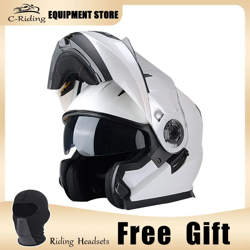 

Modular Flip Up Motorcycle Helmet Full Face Racing Scooter Casco Moto Capacetes De Motociclista Dual Visors DOT Approved