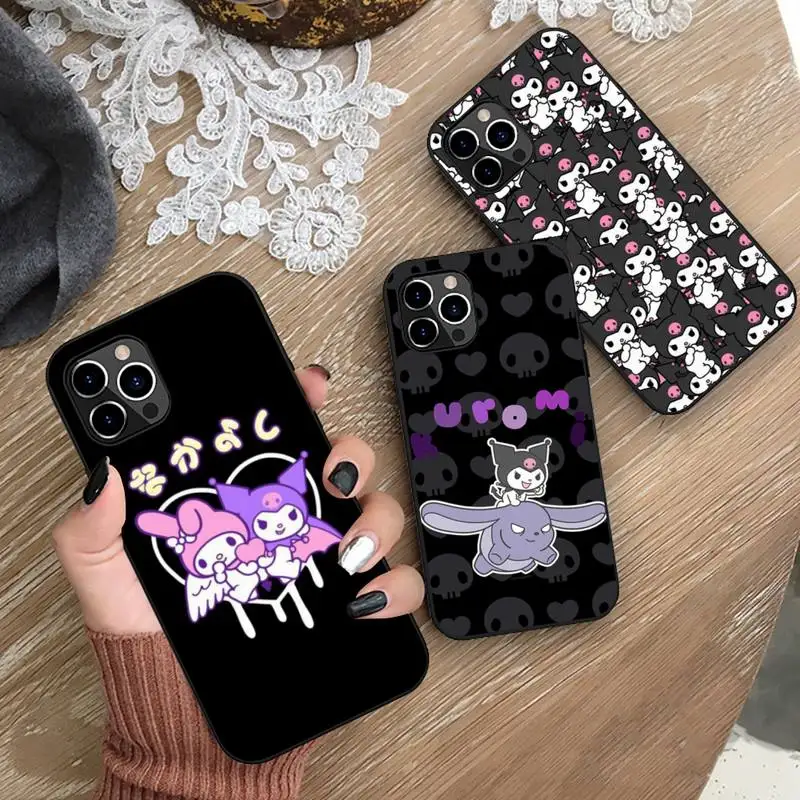 

Cartoon Sanrio kuromi Phone Case Silicone Soft for iphone 14 13 12 11 Pro Mini XS MAX 8 7 Plus X 2020 XR cover