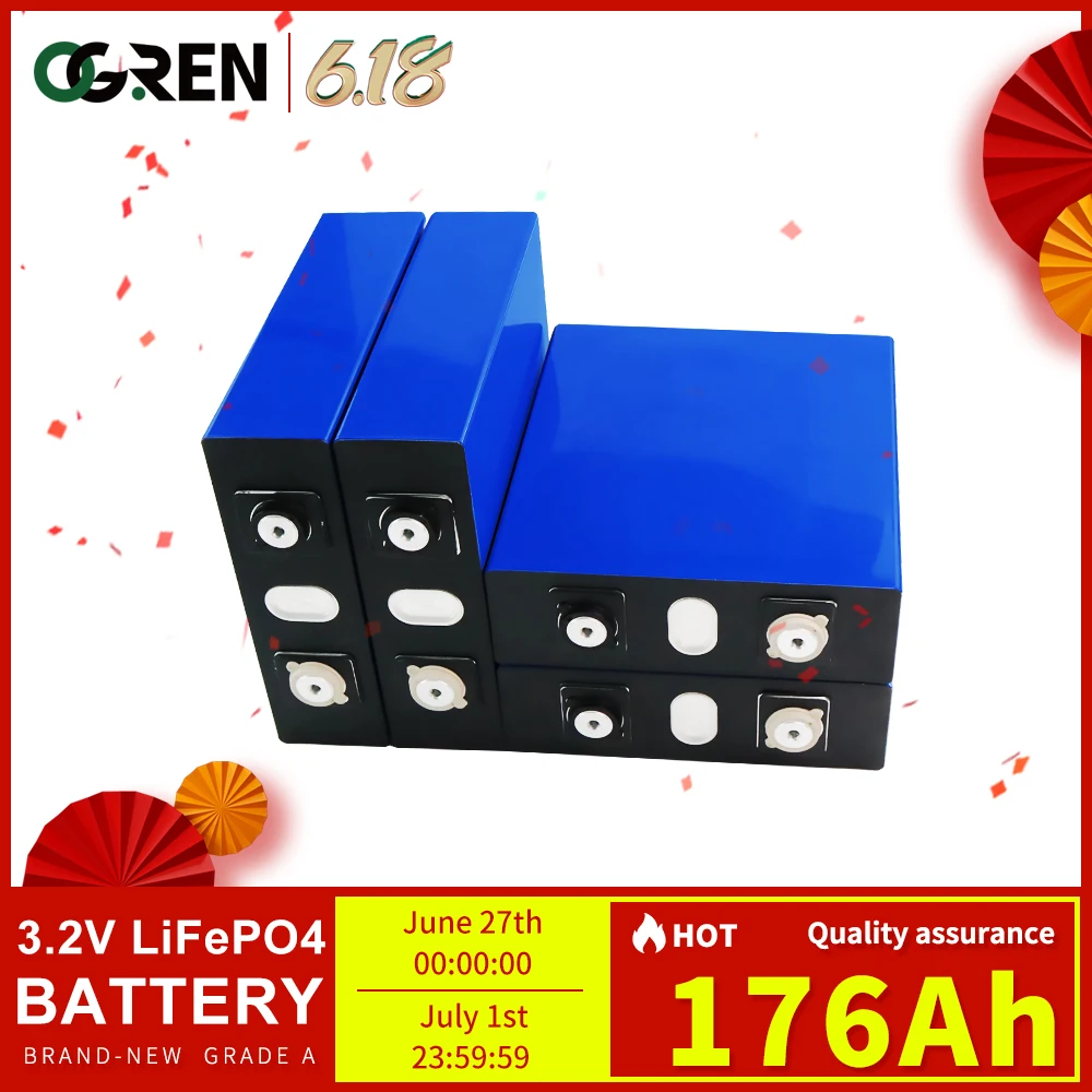 

1/4/8/16/32PCS 176AH LiFePo4 Battery Lithium Iron Phosphate Battery Pack Rechargeable Battery For 12V 24V 48V RV Moto Boat Car