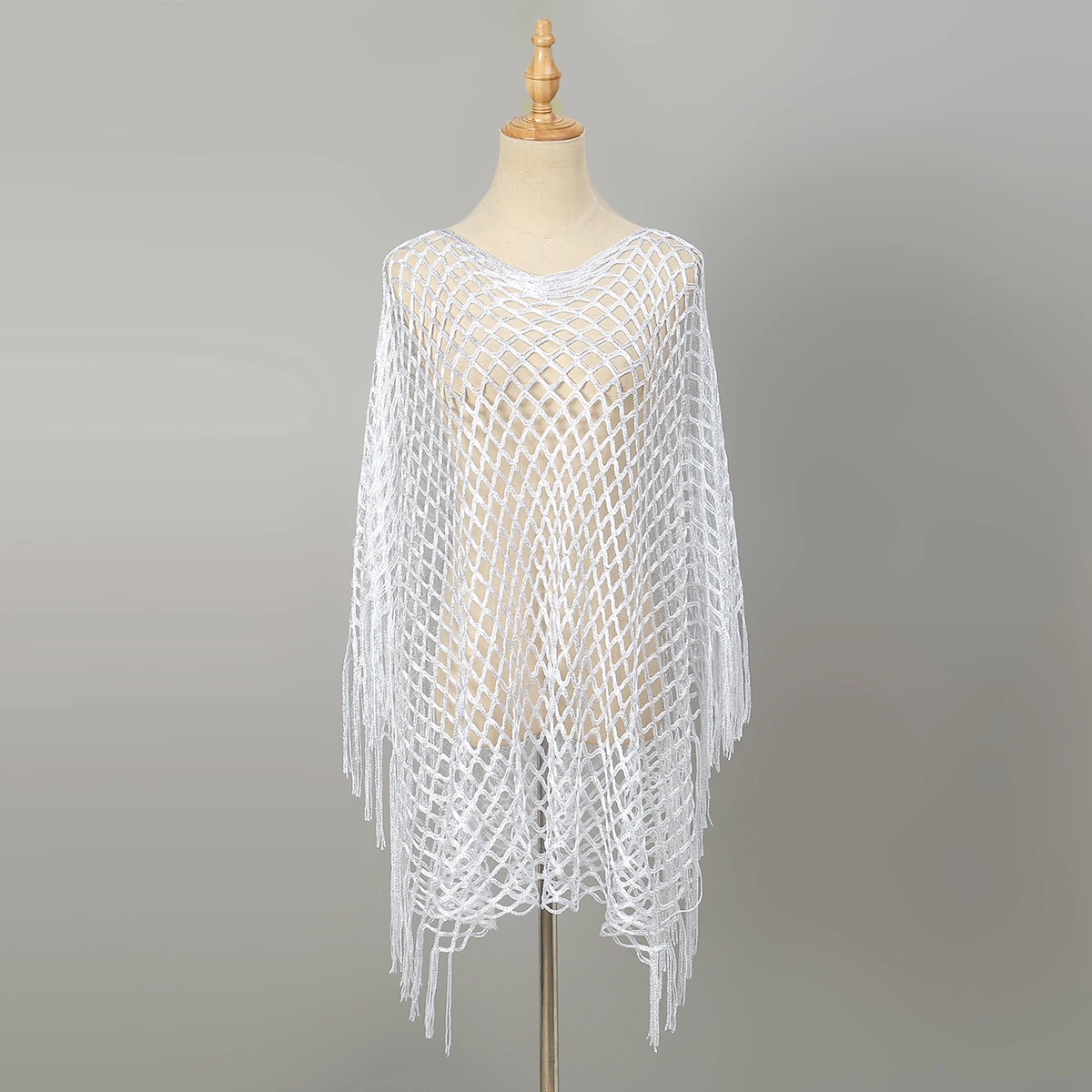 Лидер продаж Темпераментная Женская шаль с кисточками из золотой и серебряной