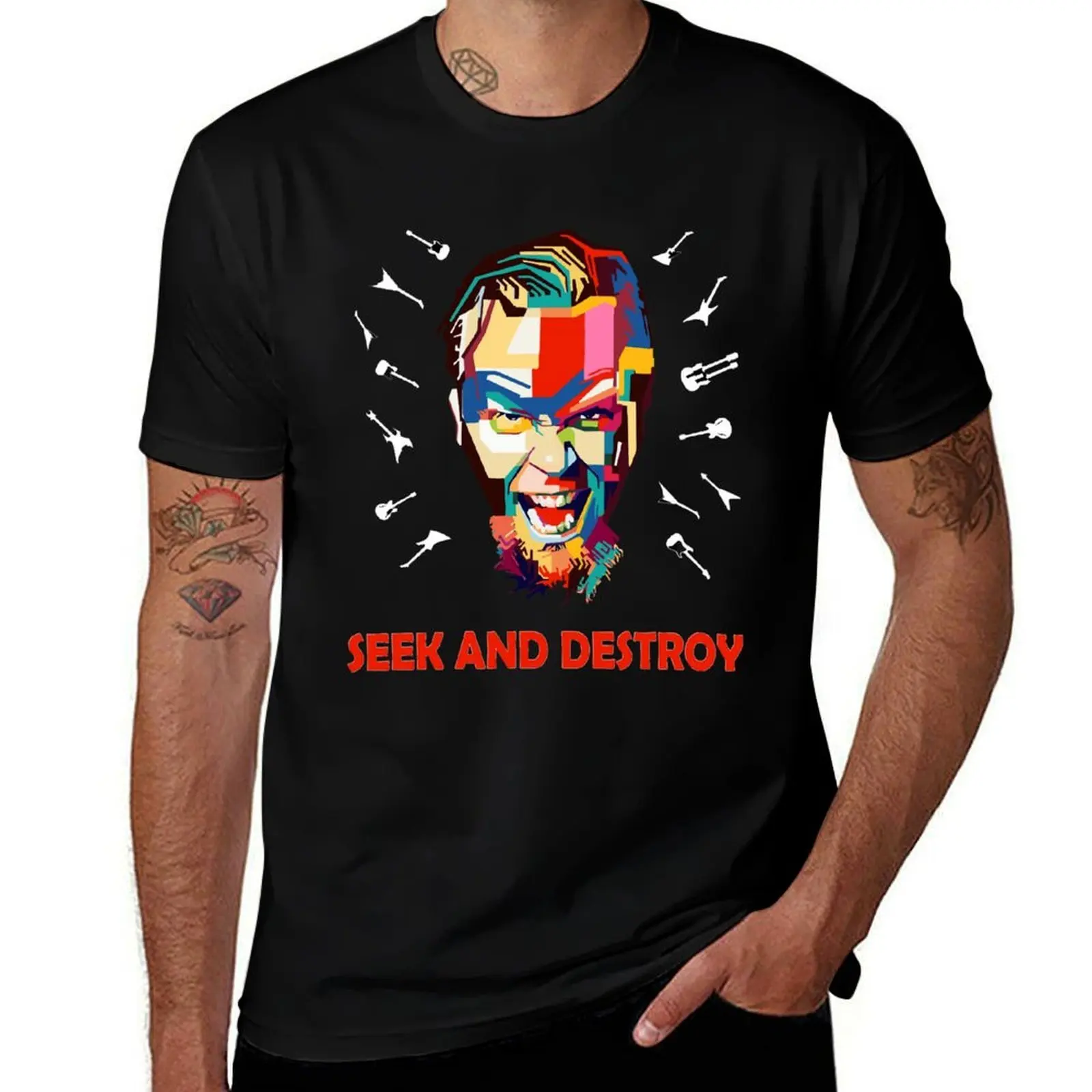 Фото Мужская футболка Best Music Seek and Destroy James Hetfield, больших размеров, повседневная футболка. №1