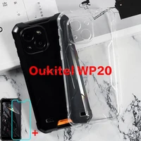2in1 full camera protection case glass for oukitel wp20 transparent phone case vetro for oukitel wp20 wp 20 soft black tpu cover