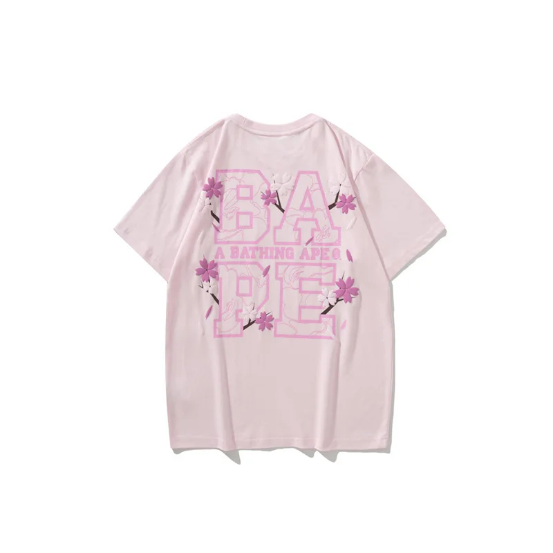 

A BATHING APE BAPE ASIA Size New street brand limited edition pink bush T-shirt men women's cotton short sleeve T-shirt