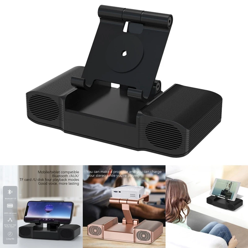 

Беспроводной портативный Проигрыватель BT со встроенным аккумулятором 10000 мАч и подставкой для телефона, USB, TF-карта