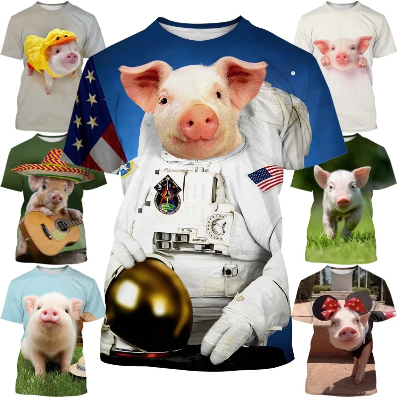 

Newest Trend 3D Printing Pet Pig T Shirts Short-sleeved Personality Casual T-shirt Tops
