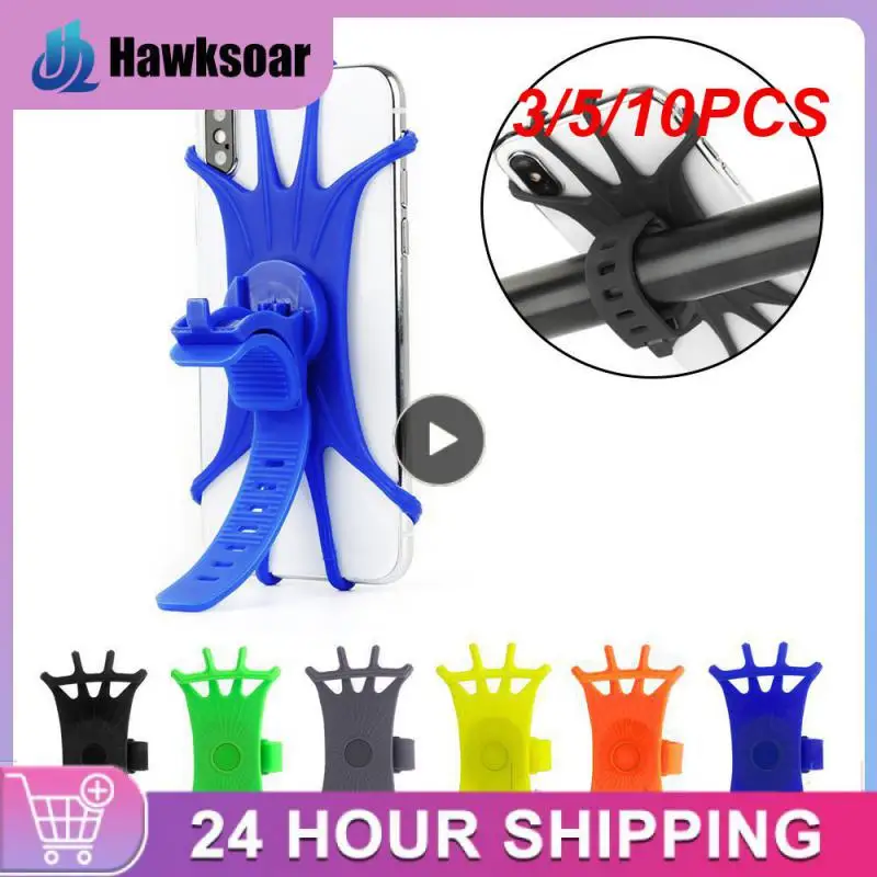 

3/5/10PCS Safe Bicycle Bracket Upgraded Silicone Support For Mobile Phone 360 Rotatable Silicone Pull Type Motorcycle Stand