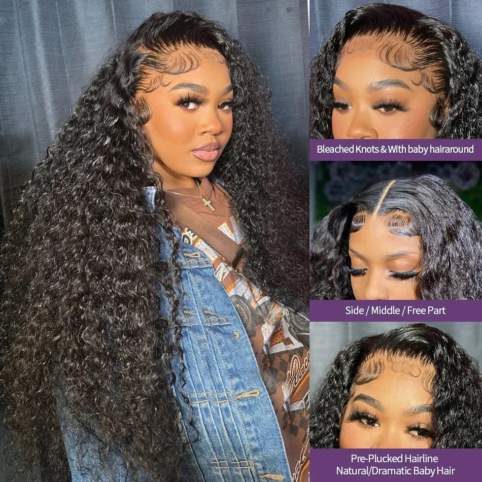 

Deep Wave 13x6 Lace Front Human Hair Wig 250 Density Glueless Preplucked Brazilian Virgin 13x1 T Part Wig Women 4X4 Closure Wigs