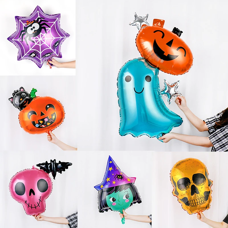 Halloween Pumpkin Ghost Balloon Spider Foil Balloons Inflatable Toy Cute Pink Skull Globos Party Supplies Halloween Decoration